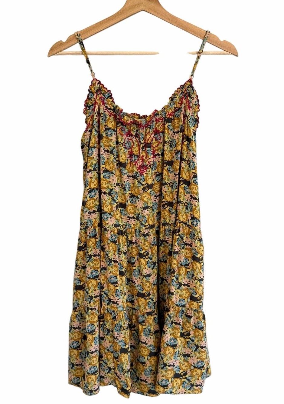 Natural Life Floral Tiered Boho Babydoll Dress Size XS/S Cottage Hippie Festival